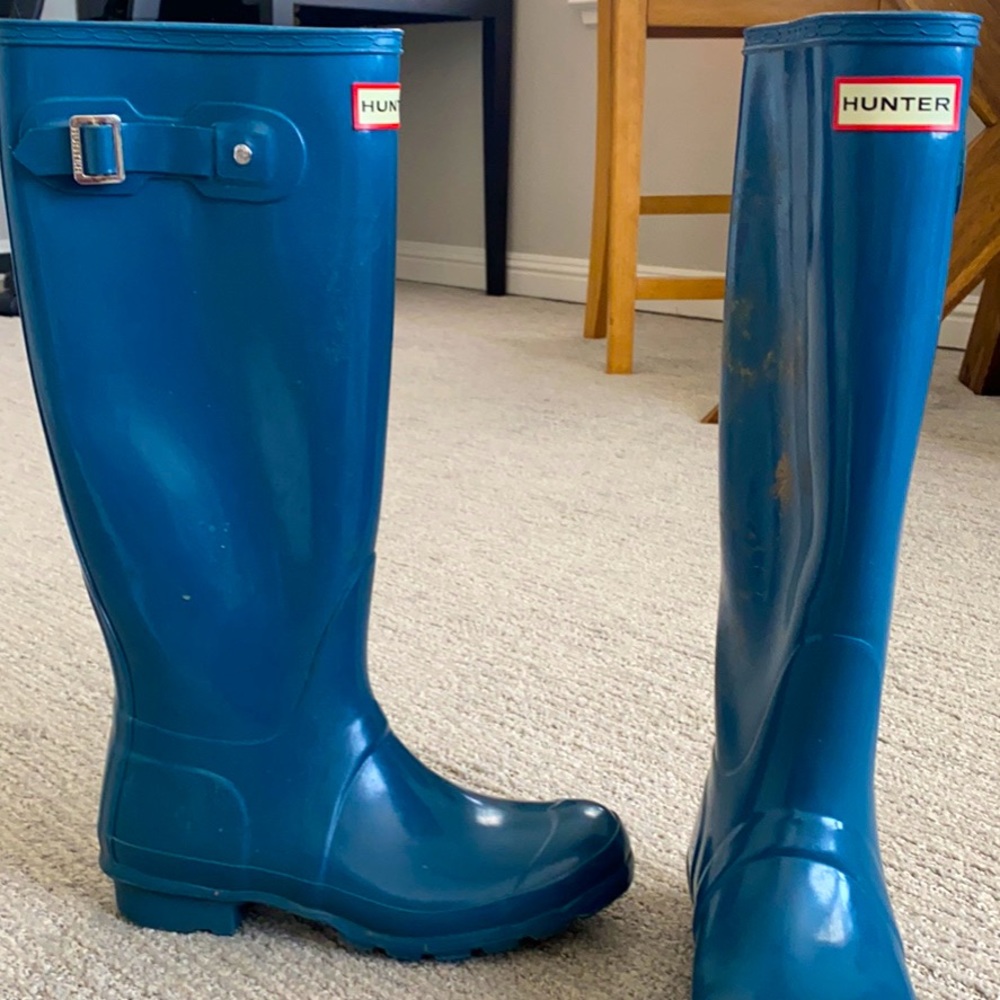 Turquoise Hunter Boots Tall Size 6F